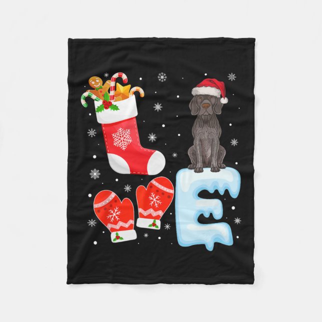 Santa Hat Julafton Stocking German Shorthar Pointe Fleecefilt (Framsidan)