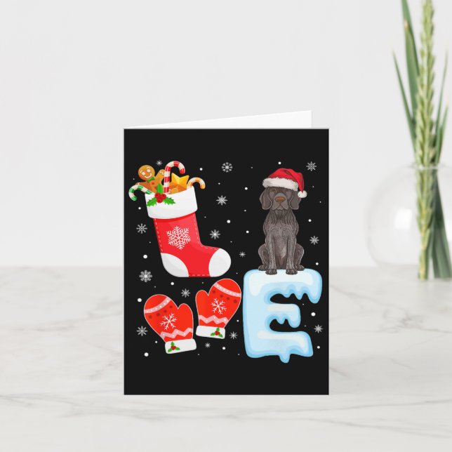 Santa Hat Julafton Stocking German Shorthar Pointe Kort (Framsida)