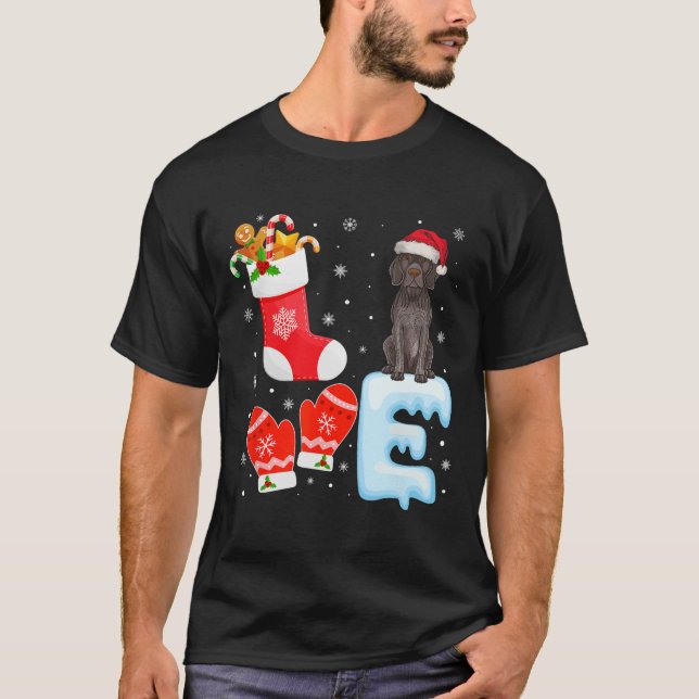 Santa Hat Julafton Stocking German Shorthar Pointe T Shirt (Framsida)