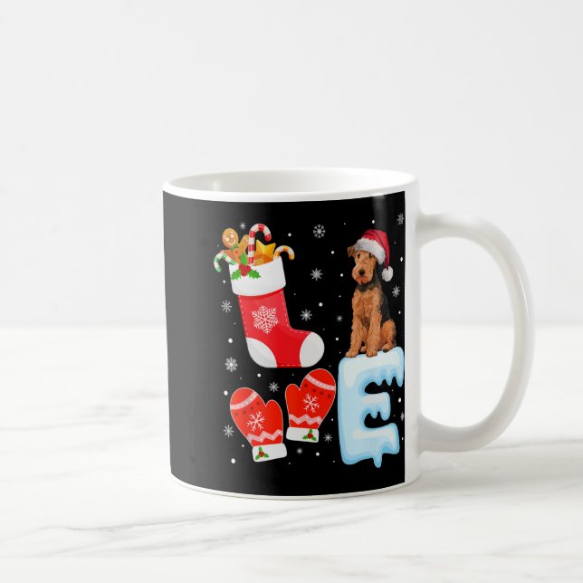 Santa Hat Julafton Stocking Helgdag Airedale Terri Kaffemugg (Höger)