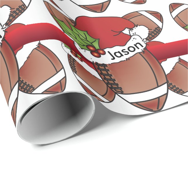 Santa Hat-julfotboll | DIY NAMN Presentpapper (Rullad Hörn)