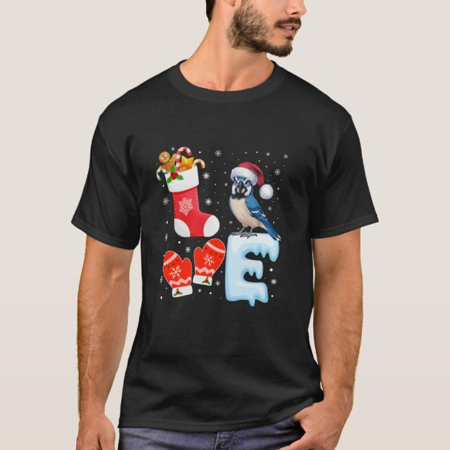 Santa Hat-julklapp Helgdag Blue Jay Bird T Shirt (Framsida)