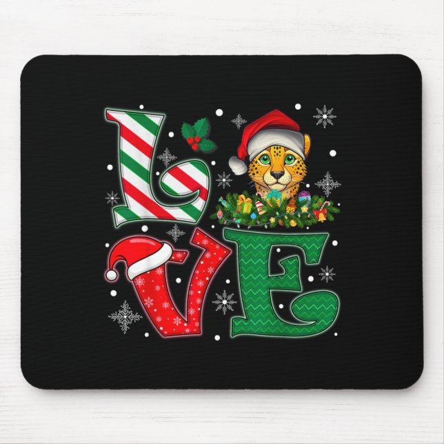 Santa Hat Love Cheetah Animal Xmas Men Women Girls Musmatta (Framsidan)