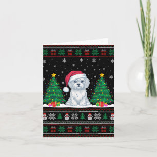 Santa Hat Maltese Hund Julgran Ljus Ugly S Kort