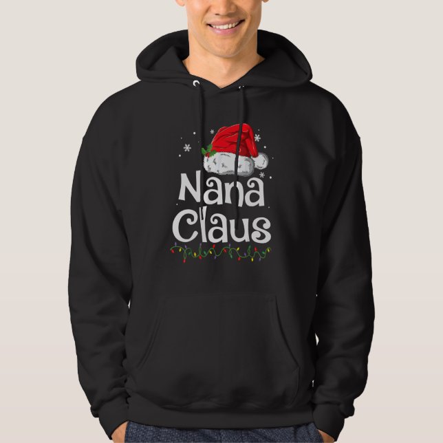 Santa Hat  Matching Family Christmas Pajamas Nana  Hoodie (Framsida)