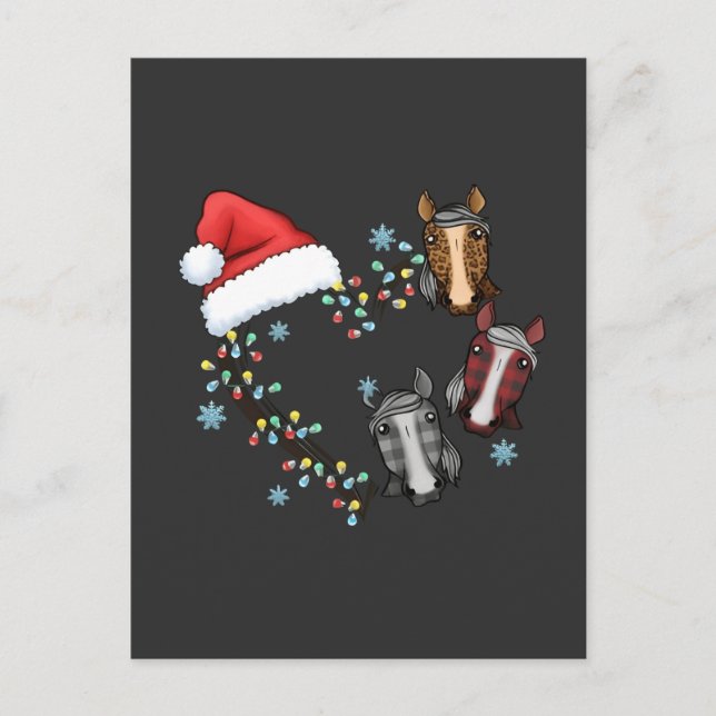 Santa Hat med hästarna Equestrian juljul Inbjudan Vykort (Framsida)