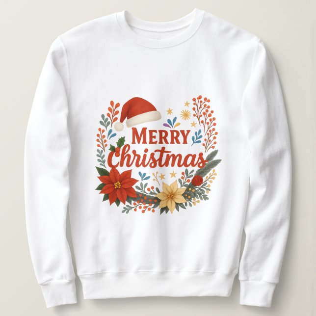 Santa Hat Merry Christmas Sweatshirt T Shirt (Design framsida)