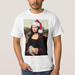 Santa Hat Mona Lisa jul T Shirt