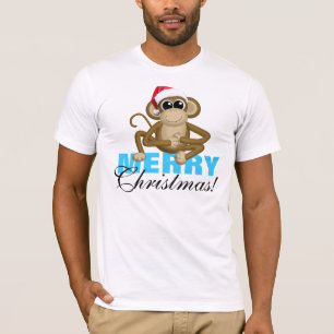Santa Hat Monkey - "God jul" White Shirt T-shirt