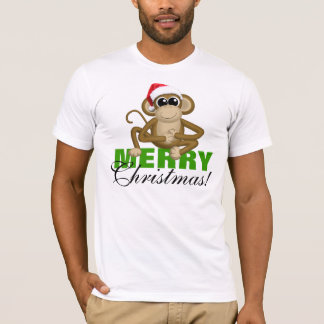 Santa Hat Monkey - "God jul" White Shirt T-shirt