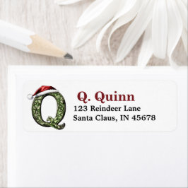 Santa Hat Monogram Returadress Etikett