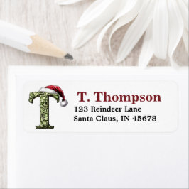 Santa Hat Monogram Returadress Etikett