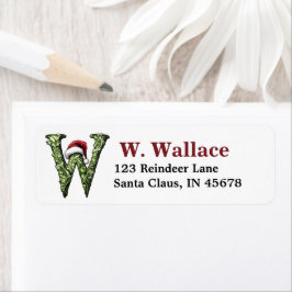 Santa Hat Monogram Returadress Etikett