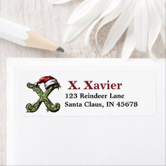 Santa Hat Monogram Returadress Etikett