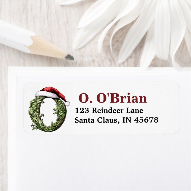 Santa Hat Monogram Returadress Etikett (Insitu)