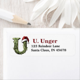 Santa Hat Monogram Returadress Etikett