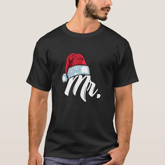 Santa Hat Mr  Partner Outfit For Christmas T Shirt (Framsida)