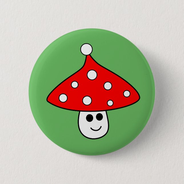 Santa Hat Mushroom Button Knapp (Framsida)