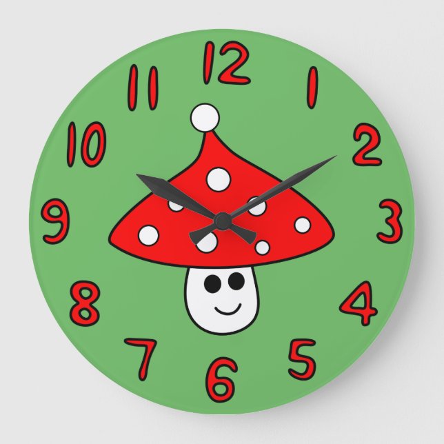 Santa Hat Mushroom Clock Stor Klocka (Framsida)