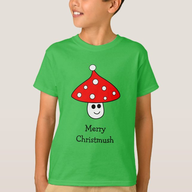 Santa Hat Mushroom T-Shirt (Barnet) (Framsida)