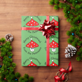 Santa Hat Mushroom Wrapping Papper Presentpapper