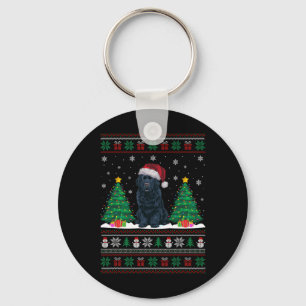 Santa Hat Newfoundland Hund Julafton Träd Ljus ugl Nyckelring