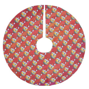 Santa Hat Nine Boll Mönster på Red Julgransmatta Borstad Polyester