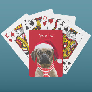 Santa Hat och Scarf med Photo jul-Hund Casinokort