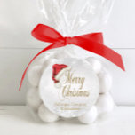 Santa Hat och Snowflake-julstämmare Runt Klistermärke<br><div class="desc">Snowflake-julklistermärken med roligt rödtomat och söt God jul-manuset ord på en vacker silver-snöflingerbakgrund. Den här roligten, eleganten julhatt och snöflingor är lätta att anpassa genom att helt enkelt lägga till dina detaljer i det teckensnitt som du föredrar i stil. Du kan också ta bort God jul ord och lägga till...</div>