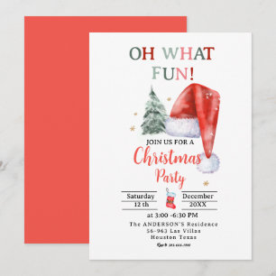 Santa Hat Oh, vilken Roligt jul Party Inbjudningar