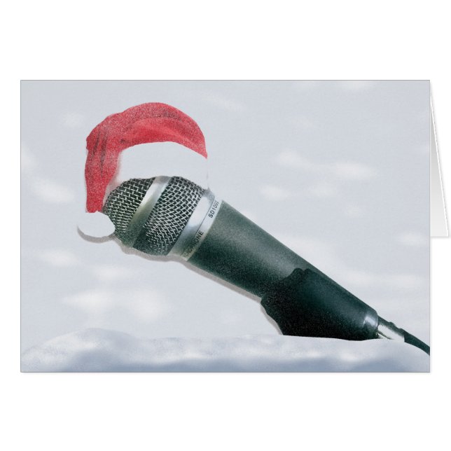 Santa hat old Microphone Hälsningskort (Framsidan Horizontal)