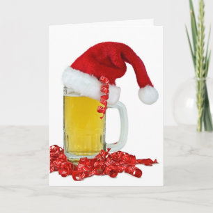 Santa Hat på Beer Mugg Helgkort