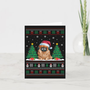 Santa Hat Pekingese Hund Julgran Ljus Ugly Kort