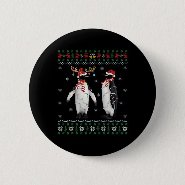 Santa Hat Penguin Bird Julafton Lighting Ugly Peng Knapp (Framsida)