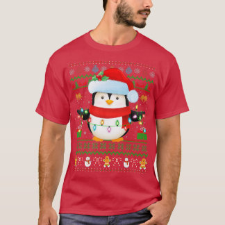 Santa Hat Penguin Bird Julafton Ljus Ugly Penguin T Shirt
