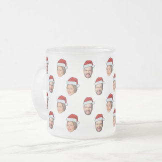 Santa Hat Personlig Ansikte 2 Photo jul Gift Frostad Glasmugg