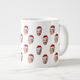 Santa Hat Personlig Ansikte 2 Photo jul Gift Jumbo Mugg