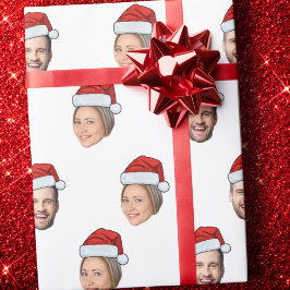 Santa Hat Personlig Ansikte 2 Photo jul Gift Presentpapper