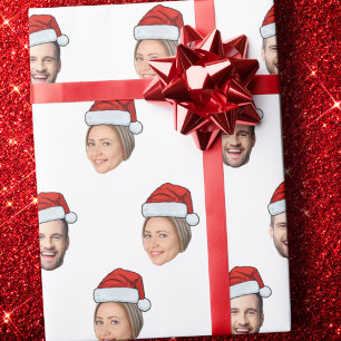 Santa Hat Personlig Ansikte 2 Photo jul Gift Presentpapper
