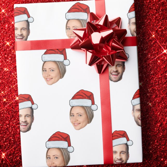 Santa Hat Personlig Ansikte 2 Photo jul Gift Presentpapper (Skapare uppladdad)