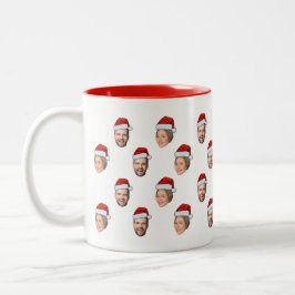 Santa Hat Personlig Ansikte 2 Photo jul Gift Två-Tonad Mugg