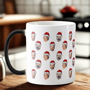 Santa Hat Personlig Ansikte 3 Photo jul Gift Magisk Mugg