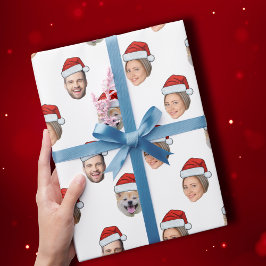 Santa Hat Personlig Ansikte 3 Photo jul Gift Presentpapper