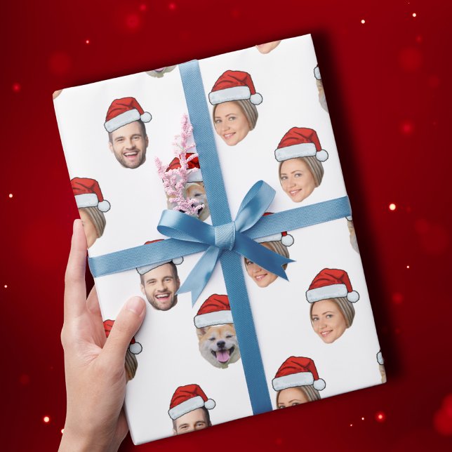 Santa Hat Personlig Ansikte 3 Photo jul Gift Presentpapper (Skapare uppladdad)