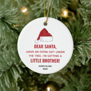 Santa Hat-Personligen förväntar sig lillbroder Julgransprydnad Keramik