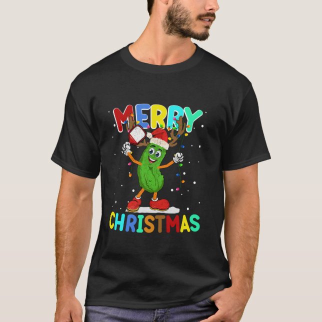 Santa Hat Pickles-gåvor till Julafton Funny Pickle T Shirt (Framsida)