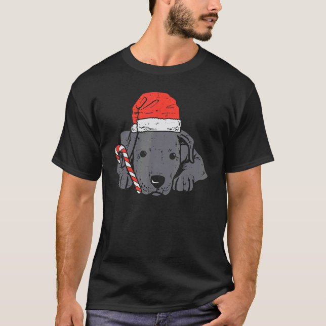 Santa Hat Pitbull Pit Dog Christmas Xmas Women Kid T Shirt (Framsida)