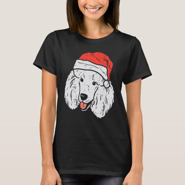 Santa Hat Poodle Christmas Xmas Dog  Owner Men Wom T Shirt (Framsida)