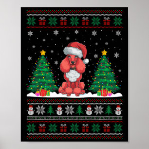 Santa Hat Pudel Hund Ljus Julgran Ugly Sw Poster