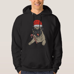 Santa Hat Pug Hund jul Hoodie
